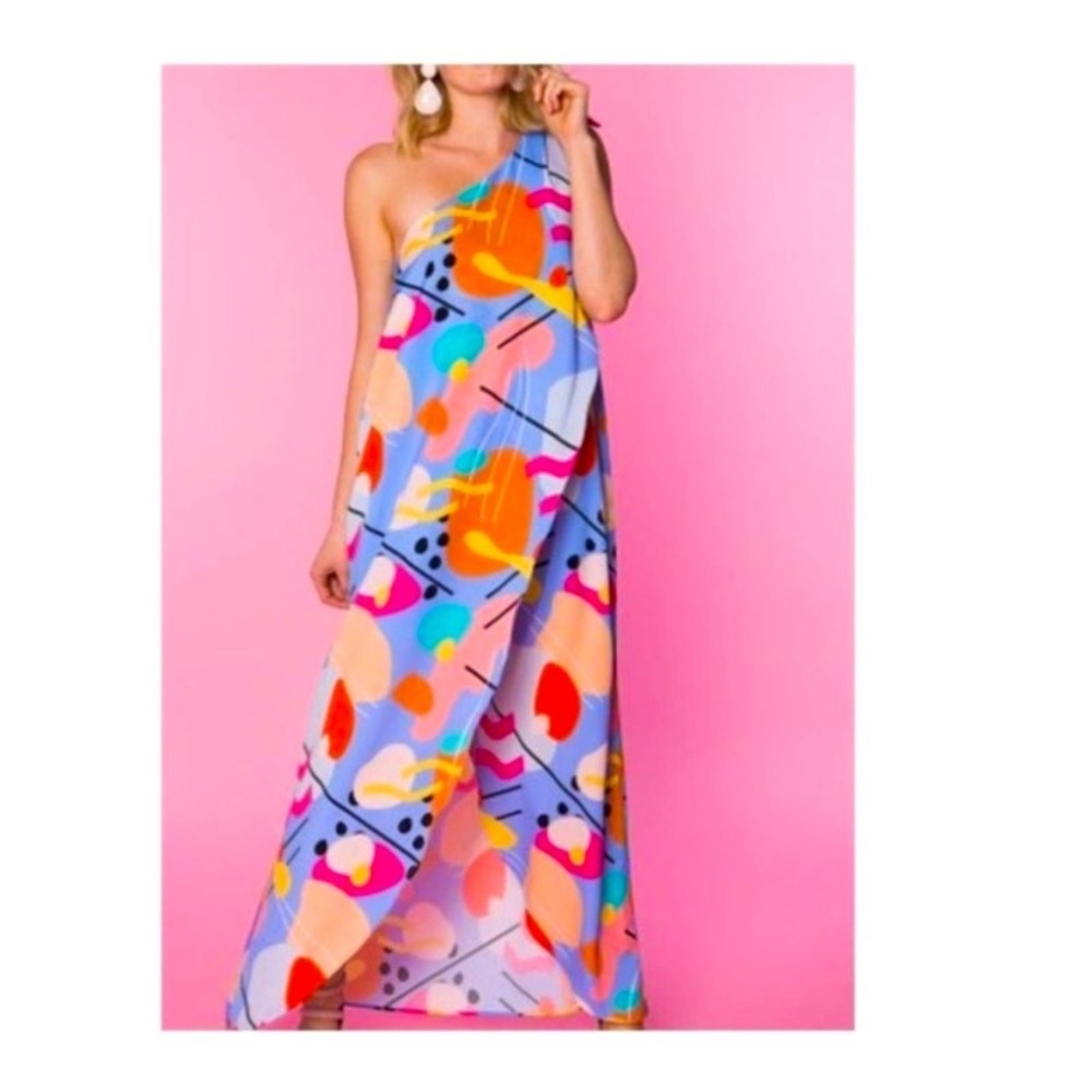 CROSBY by Mollie Burch One-Shoulder Maxi Dress in Lavender Multicolor Print